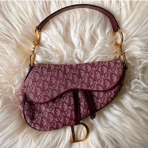 Christian Dior Burgundy Red Vintage Saddle Bag